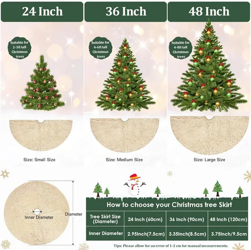Miniatura 4 de Faldón para Árbol de Navidad 24 Pulgadas Redondo de Champán, Faldón Pequeño para Árbol de Navidad, Adornos de Navidad Lentejuelas para Fiesta de Año
