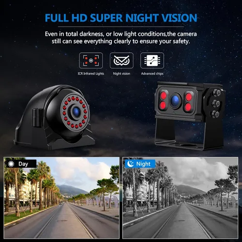 Miniatura 4 de Sistema de cámara de respaldo 4K RV de 10.1 pulgadas, monitor de pantalla táctil cuádruple dividida 4 cámaras de visión lateral trasera HD 1080P HD