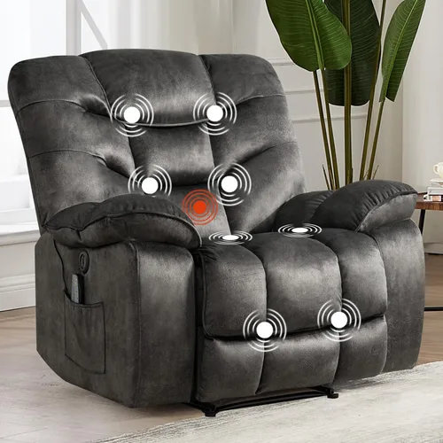 Miniatura 21 de HAOMARKETS Silla reclinable eléctrica con masaje y calor, sillas reclinables eléctricas de 41 pulgadas de ancho con puerto USB, sofá reclinable