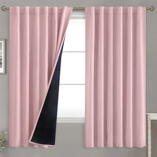 Miniatura 99 de BGment Cortinas 100% opacas beige de 63 pulgadas de largo con forro aislante térmico, bolsillo para varilla y lengüeta trasera de doble capa