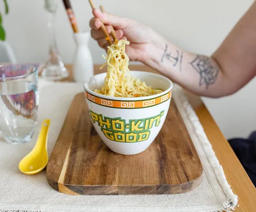 Miniatura 4 de Boom Trendz Bowl Bop Pho-Kin Good - Juego de vajilla de cerámica japonesa Incluye tazón para fideos ramen de 16 onzas y palillos de madera, plato