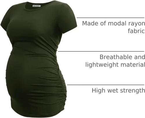 Miniatura 30 de Smallshow - Camiseta de maternidad para mujer, diseño de lados fruncidos, tipo túnica, prendas para el embarazo