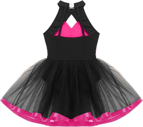 Miniatura 109 de CHICTRY Vestido tutú de ballet con lentejuelas brillantes para niñas y niñas, moderno disfraz de baile latino de jazz