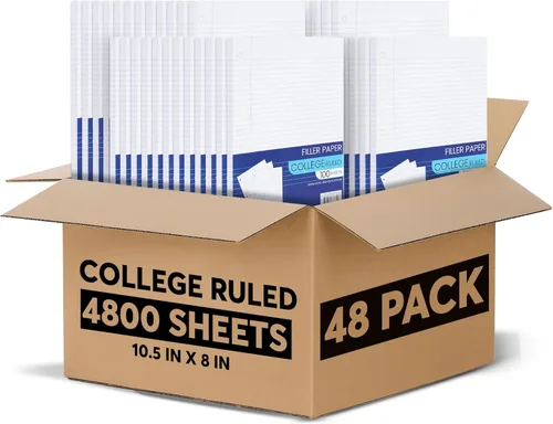 Cuaderno de papel con rayas universitarias, hojas sueltas, a granel, papel de relleno rayado para carpetas de 3 anillas, 10.5 x 8 pulgadas, para