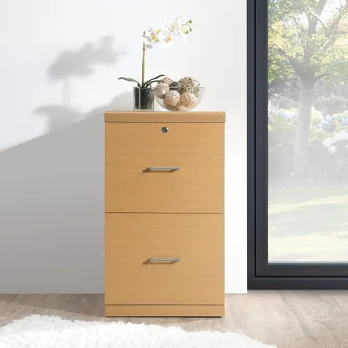 Miniatura 10 de OSP Home Furnishings Alpine Archivador de 2 cajones con cajón superior de bloqueo y sistema de fijación de bloqueo, vertical, natural