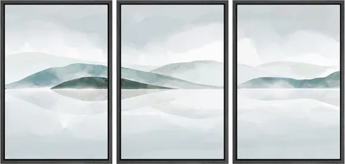 Miniatura 108 de NWT Juego de Arte de Pared de Lienzo Enmarcado Bosque Blanco y Negro Reflejo de Lago Paisaje Naturaleza Vida Silvestre Arte de Fotografía Rústico
