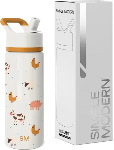 Miniatura 13 de Simple Modern Botella de agua para niños con tapa con pajilla, vaso aislado de acero inoxidable de 14 onzas para niños y a prueba de derrames