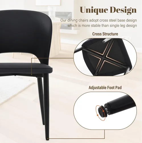 Miniatura 5 de Homcosan Juego de 4 sillas de comedor, modernas sillas de cocina con estructura cruzada y exquisito diseño de tuberías, fácil montaje, sillas