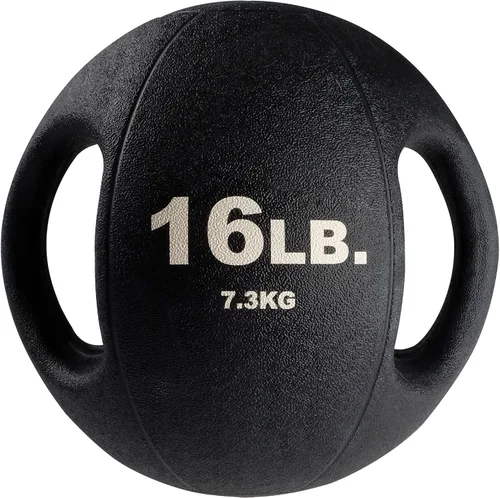 Miniatura 9 de Body-Solid Pelotas medicinales de ejercicio resistentes con asas dobles, pelota medicinal de agarre de goma antideslizante duradera