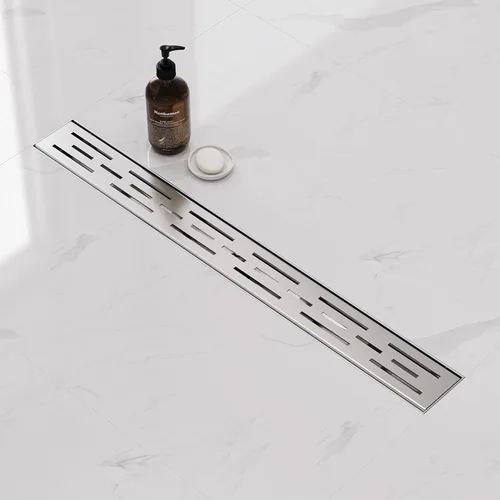 Miniatura 5 de Neodrain - Drenaje lineal rectangular de 24 pulgadas con rejilla de patrón de ladrillo, desagüe de piso de acero inoxidable cepillado 304 para baño