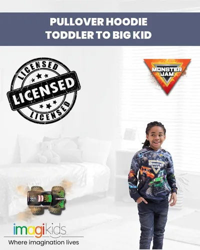 Miniatura 2 de Monster Jam Zombie Grave Digger Megalodon - Sudadera con capucha de forro polar para niños pequeños a grandes