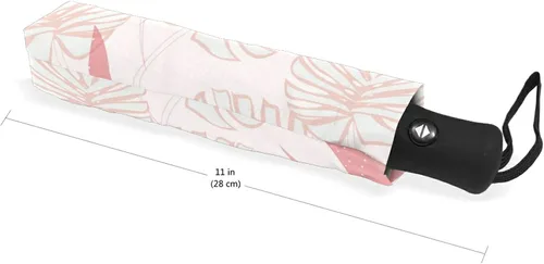 Miniatura 5 de Paraguas plegable auto abierto compacto sol lluvia paraguas palmera hojas plantas rosa tropical para mujeres hombres niños viaje sombrilla sol