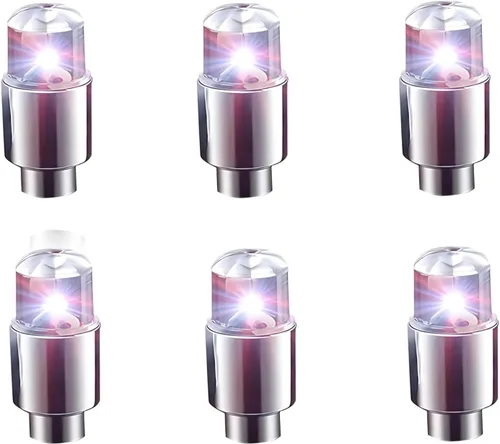 Miniatura 10 de 4 PCS Luces LED para Tapas de Vástago de Válvula de Neumático, Flash Giratorio con Visibilidad de 360 Grados, Luces de Rueda Impermeables para Azul