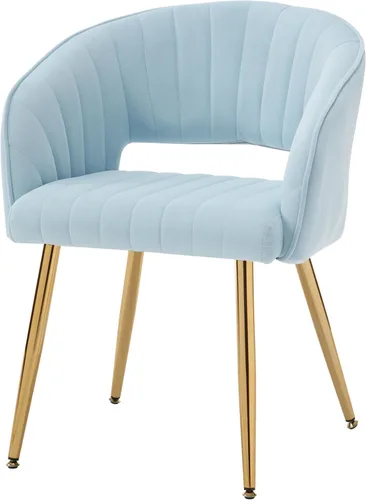 Miniatura 22 de Westice Juego de 1 silla de escritorio de terciopelo para oficina en casa, sillas modernas copetudas con patas de metal dorado, sillón tapizado