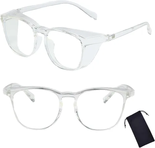 Gafas de seguridad para hombres y mujeres, gafas de seguridad antivaho cómodas, bloqueo de luz azul, protección UV, enfermeras adultas (clear 1pack)