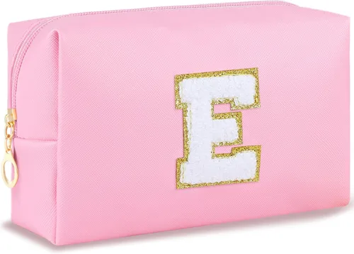 Miniatura 132 de URSKYTOUS Regalos para niñas, bolsa de maquillaje con inicial, bolsa de cosméticos personalizada con cremallera, bonita bolsa de aseo de viaje, Azul