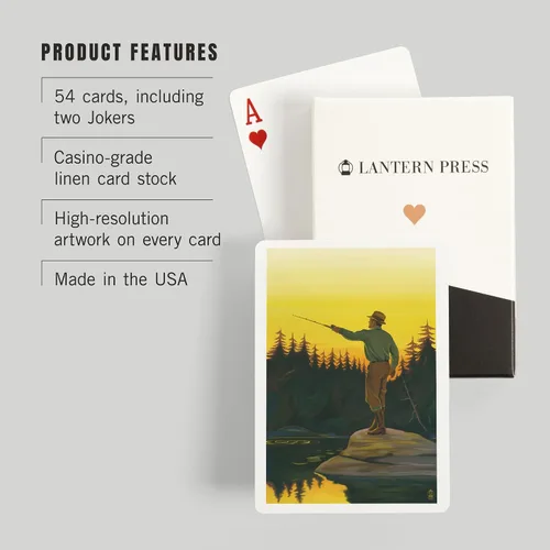 Miniatura 3 de Lantern Press Escena de pesca con mosca (52 cartas de juego, baraja de cartas de tamaño póquer con comodines)