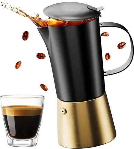 Cafetera de acero inoxidable Moka Pot de 6 tazas (12 onzas líquidas), cafetera de estufa para inducción, estufas de gas y eléctricas, cafetera