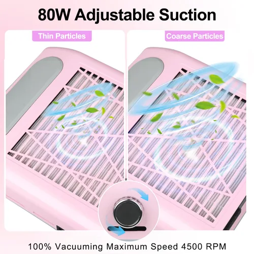Miniatura 8 de CoFashion - Colector de polvo de uñas para uñas acrílicas, máquina de vacío, 80W, aspiradora eléctrica ajustable, filtro de uñas para manicura