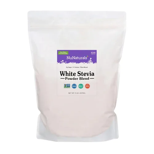 Miniatura 9 de NuNaturals Mezcla de polvo de stevia blanca, sustituto de azúcar a base de plantas, edulcorante cero calorías, 12 onzas