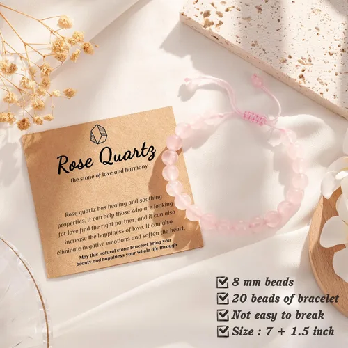 Miniatura 5 de Seyaa Pulsera de yoga para aliviar el estrés y la ansiedad, piedra de cristal natural, regalos curativos para mujeres, hombres y adolescentes