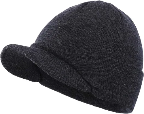 Miniatura 77 de Home Prefer - Gorro de invierno para hombre con visera, cálida y doble punto.