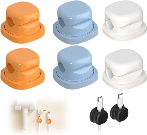 Miniatura 10 de Paquete de 6 organizadores magnéticos de cables de carga, organizador de cables, clips magnéticos para organizar cables con soporte adhesivo
