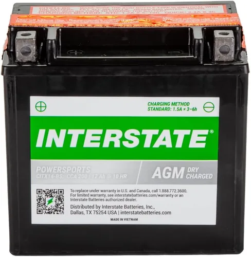 Miniatura 2 de Interstate Batteries YTX14-BS - Batería de 12 V y 12 Ah para deportes motorizados, 200CCA AGM, repuesto recargable para motocicletas, cuatrimotos