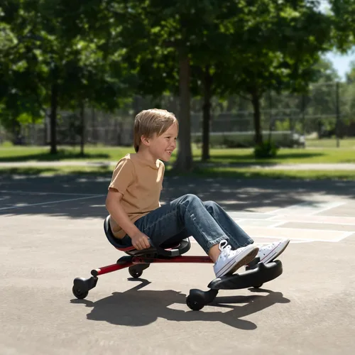 Miniatura 6 de Radio Flyer Stingray Patinete de conducción con deriva divertida para niños de 3 a 8 años, acción de giro de 360°, asiento ajustable para niños