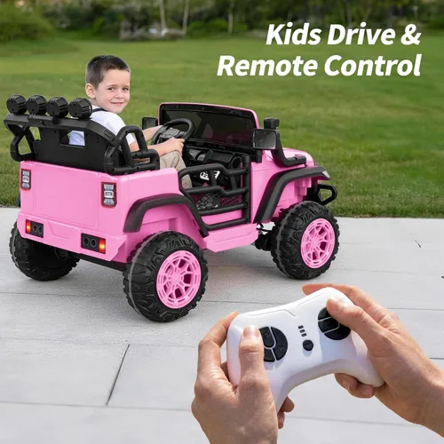 Miniatura 5 de Hikiddo - Camioneta eléctrica de paseo de 2 plazas, vehículo de juguete de 24 V 4x4 para niños de 4 a 8 años con control remoto, neumáticos EVA