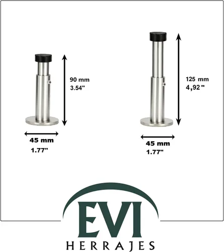 Miniatura 2 de Tope de puerta montado en la pared Adhesivo o atornillado Ajustable de 3.5" a 5,10" Acero inoxidable EVI Acero inoxidable - Silicona negra
