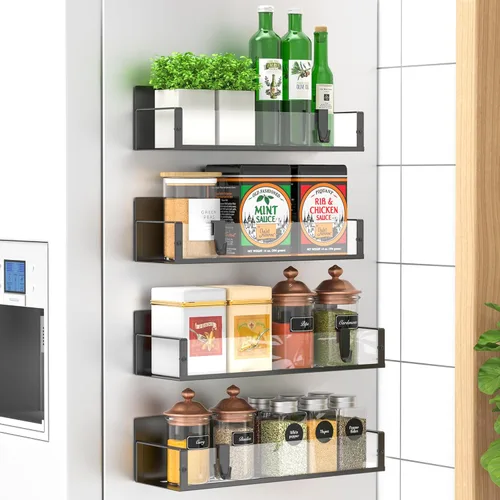 Miniatura 42 de HuggieGems Paquete de 4 Organizadores Magnéticos de Almacenamiento de Especias para Refrigerador y Horno, Organizadores y Almacenamiento Gris