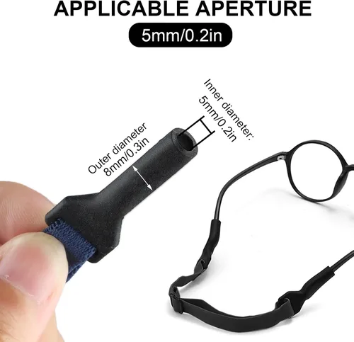 Miniatura 3 de 18 correas para lentes de sol para niños y niñas, ajustable, sin cola, soporte para lentes de sol de 6.69 a 13.38 pulgadas