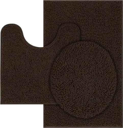 Miniatura 8 de Tapete de baño lavable a máquina, absorbe de agua, es antideslizante, suave y de microfibra, felpilla+F199:G228, Beige, 3 PCS