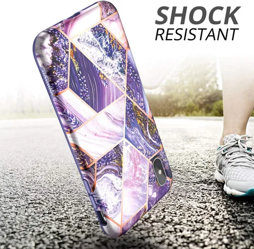 Miniatura 4 de SURITCH Funda para iPhone Xs Max, [protector de pantalla integrado] Protección híbrida de cuerpo completo, doble capa de silicona suave a prueba