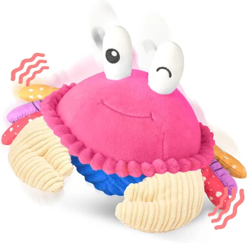 SAIMAND Cangrejo Rosa de Arrastre Juguete para Bebé - Juguetes de Peluche Musicales Recargables con 40 Canciones y Grabadora de Voz, Juguete
