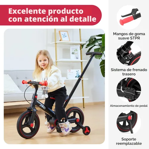 Miniatura 5 de JMMD Bicicleta 6 en 1 para niños de 18 a 60 meses, bicicleta de equilibrio plegable de 12 pulgadas con ruedas de entrenamiento, pedales, frenos