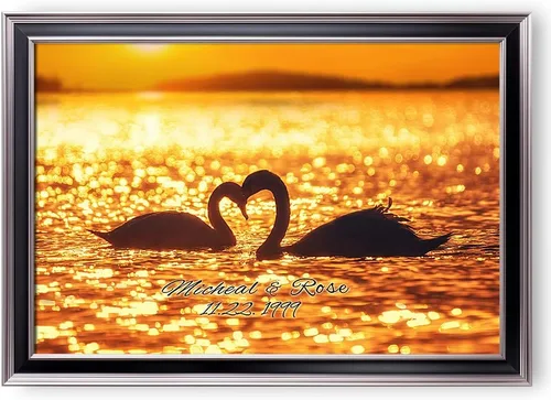 Miniatura 135 de Arte enmarcado de vacaciones con nombres de pareja en sillas de cubierta, regalo de amor perfecto para aniversario, boda. Con diferentes estilos