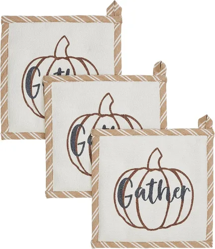 Miniatura 3 de Bountifall - Salvamanteles de calabaza (3 unidades, 8 x 8 pulgadas)
