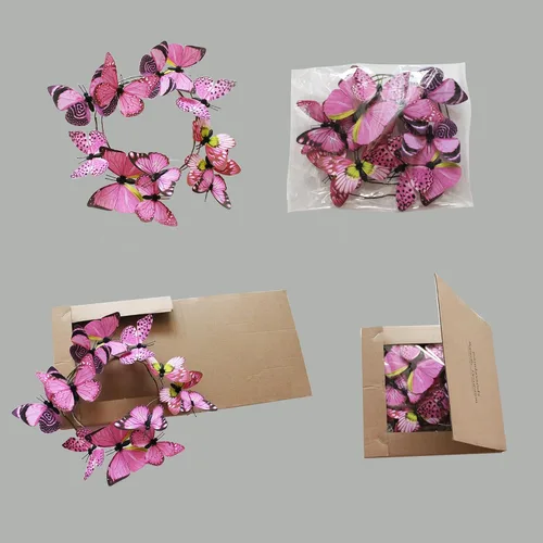 Miniatura 9 de Guirnalda de mariposa artificial, enredaderas decorativas de mariposa falsas, decoración colgante de mariposa única en 3D para pared del hogar, Rosa