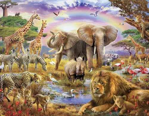 Rompecabezas de 100 piezas para niños, rompecabezas de 100 piezas de animales africanos para adultos, rompecabezas del mundo animal, escena de la