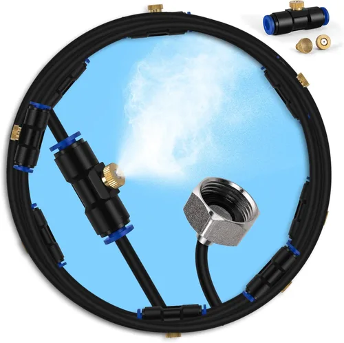 Miniatura 10 de lifeegrn Sistema de enfriamiento por nebulización: sistema de nebulización al aire libre para patio, línea de nebulización de 20 pies+5 boquillas
