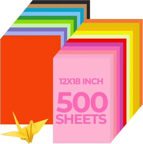 Miniatura 9 de Yahenda 500 piezas de papel de construcción de 12 x 18 pulgadas, varios colores, tarjetas ligeras a granel, papel de construcción de colores grandes