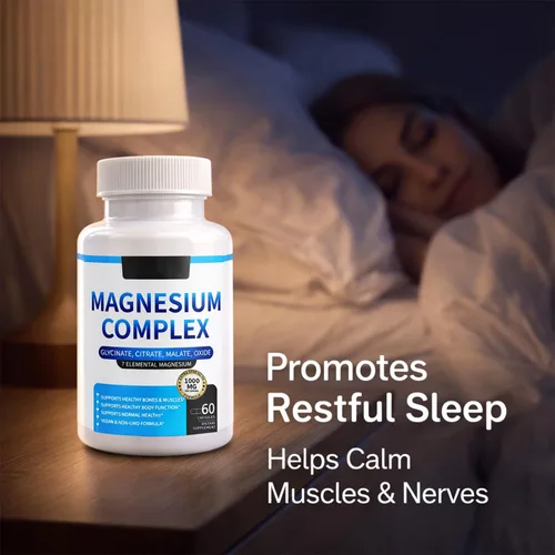 Miniatura 4 de Complejo de magnesio para mujeres y hombres, 1000 mg, magnesio 7 en 1 (glicinato, citrato y malato) para apoyo al sueño, alivio del estrés