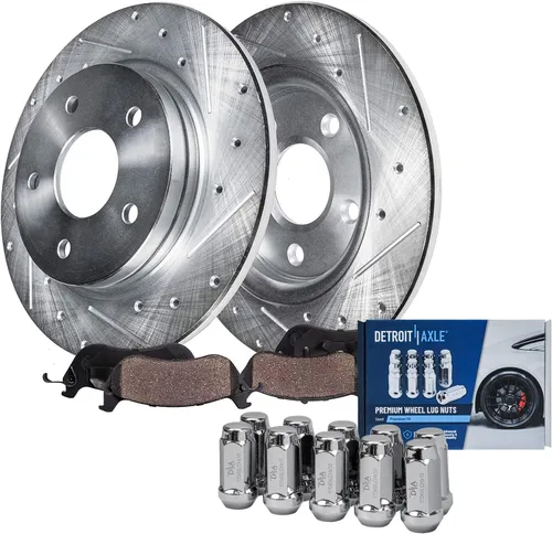Miniatura 71 de Detroit Axle - Rotores de freno para Ford 2013-2019 Explorer Taurus Flex Lincoln MKT MKS, rotores de freno de disco ranurados perforados de repuesto