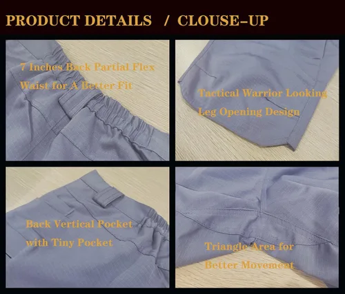 Miniatura 3 de Pantalones cortos tácticos para hombre, resistentes al agua, mezcla de algodón, para senderismo, pesca, sin cinturón