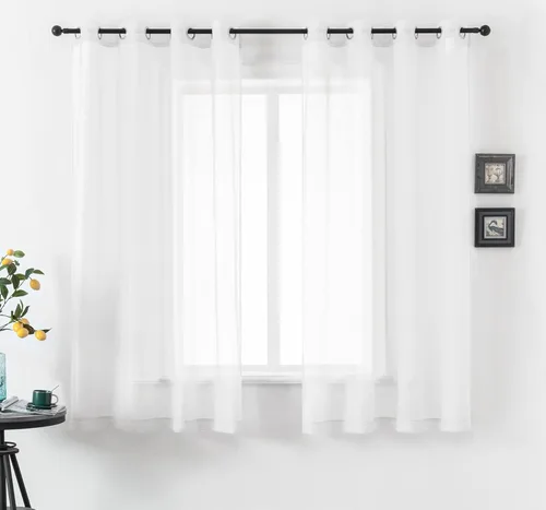 Miniatura 37 de DUALIFE Cortinas Amarillas de 72 Pulgadas de Largo para Dormitorio Juego de 2 Paneles con Ojales Ventana Semi Voile Filtrado de Luz Cortinas