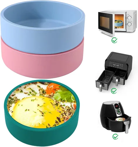 Miniatura 10 de 3 piezas ZHYEEDAA Molde de huevo para freidora de aire, moldes de huevo de silicona, moldes reutilizables individuales para picaduras de huevo, olla