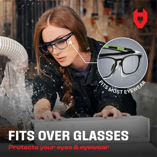 Miniatura 3 de NoCry - Anteojos de seguridad con antiniebla para colocar sobre gafas con lentes resistentes a los arañazos — Gafas de seguridad ANSI Z87 y OSHA