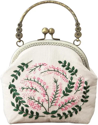 Kits de monedero bordado para principiantes y adultos, hecho a mano, cartera bordada con todos los suministros, Ritmo de melocotón, Cadena